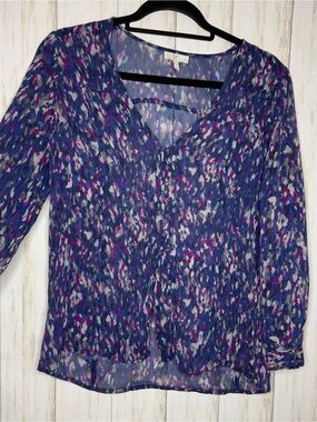 Joie 100% silk blue and maroon blouse Small